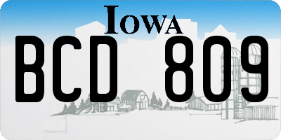 IA license plate BCD809