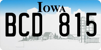 IA license plate BCD815