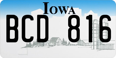 IA license plate BCD816