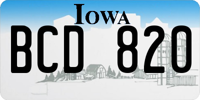 IA license plate BCD820