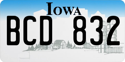 IA license plate BCD832