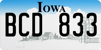 IA license plate BCD833