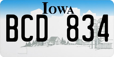 IA license plate BCD834