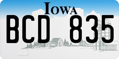 IA license plate BCD835