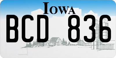 IA license plate BCD836