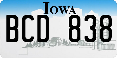 IA license plate BCD838