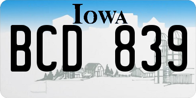 IA license plate BCD839