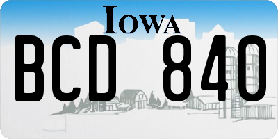 IA license plate BCD840