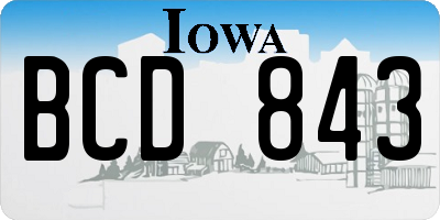 IA license plate BCD843