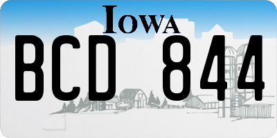 IA license plate BCD844