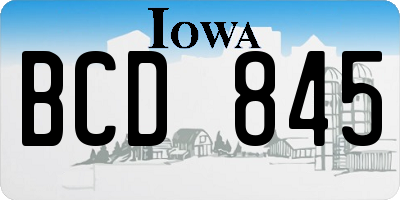 IA license plate BCD845