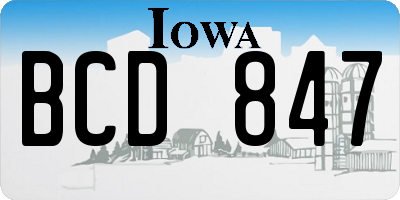 IA license plate BCD847
