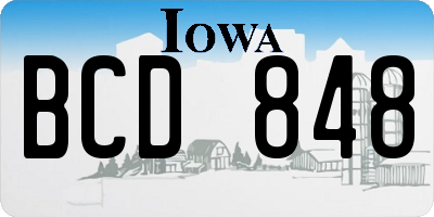 IA license plate BCD848
