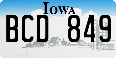 IA license plate BCD849