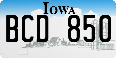 IA license plate BCD850