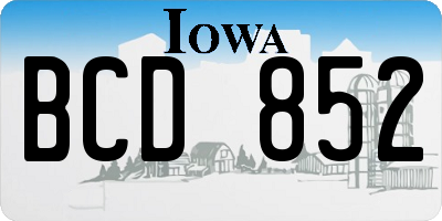 IA license plate BCD852