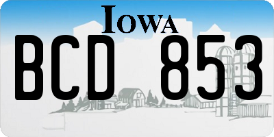 IA license plate BCD853
