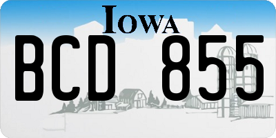 IA license plate BCD855