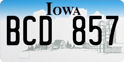 IA license plate BCD857