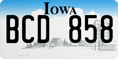 IA license plate BCD858