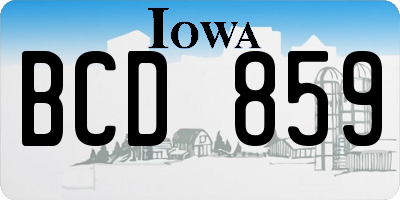 IA license plate BCD859