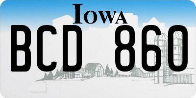 IA license plate BCD860