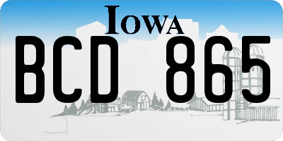 IA license plate BCD865