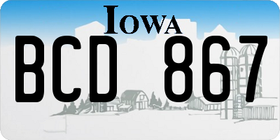 IA license plate BCD867