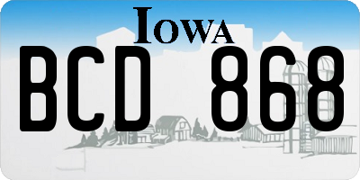 IA license plate BCD868