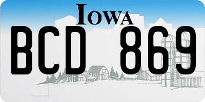 IA license plate BCD869