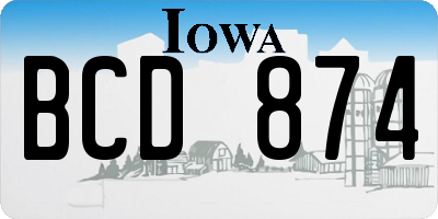 IA license plate BCD874