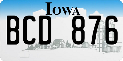 IA license plate BCD876