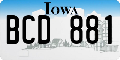 IA license plate BCD881