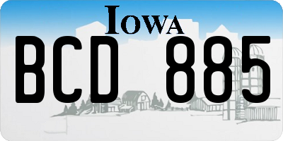 IA license plate BCD885