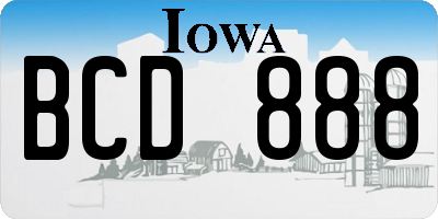 IA license plate BCD888