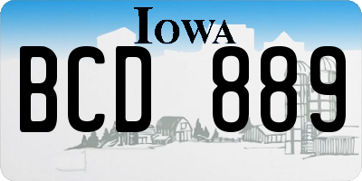 IA license plate BCD889