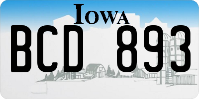 IA license plate BCD893
