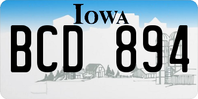 IA license plate BCD894