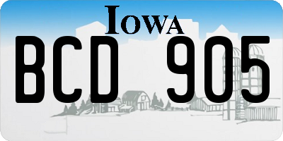 IA license plate BCD905
