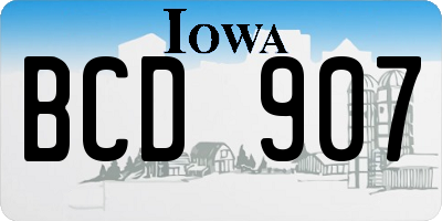 IA license plate BCD907