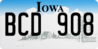 IA license plate BCD908