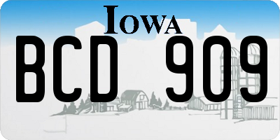 IA license plate BCD909