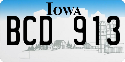 IA license plate BCD913