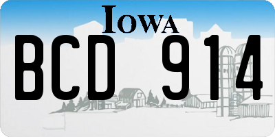 IA license plate BCD914