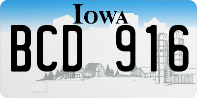 IA license plate BCD916