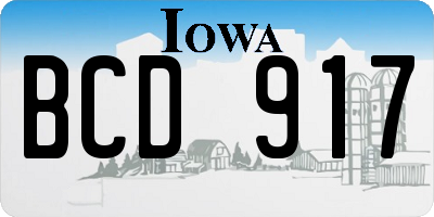 IA license plate BCD917