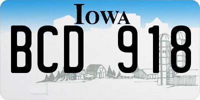 IA license plate BCD918