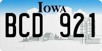 IA license plate BCD921