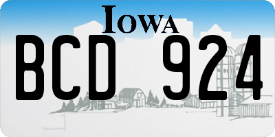 IA license plate BCD924