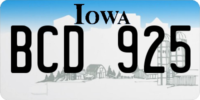 IA license plate BCD925